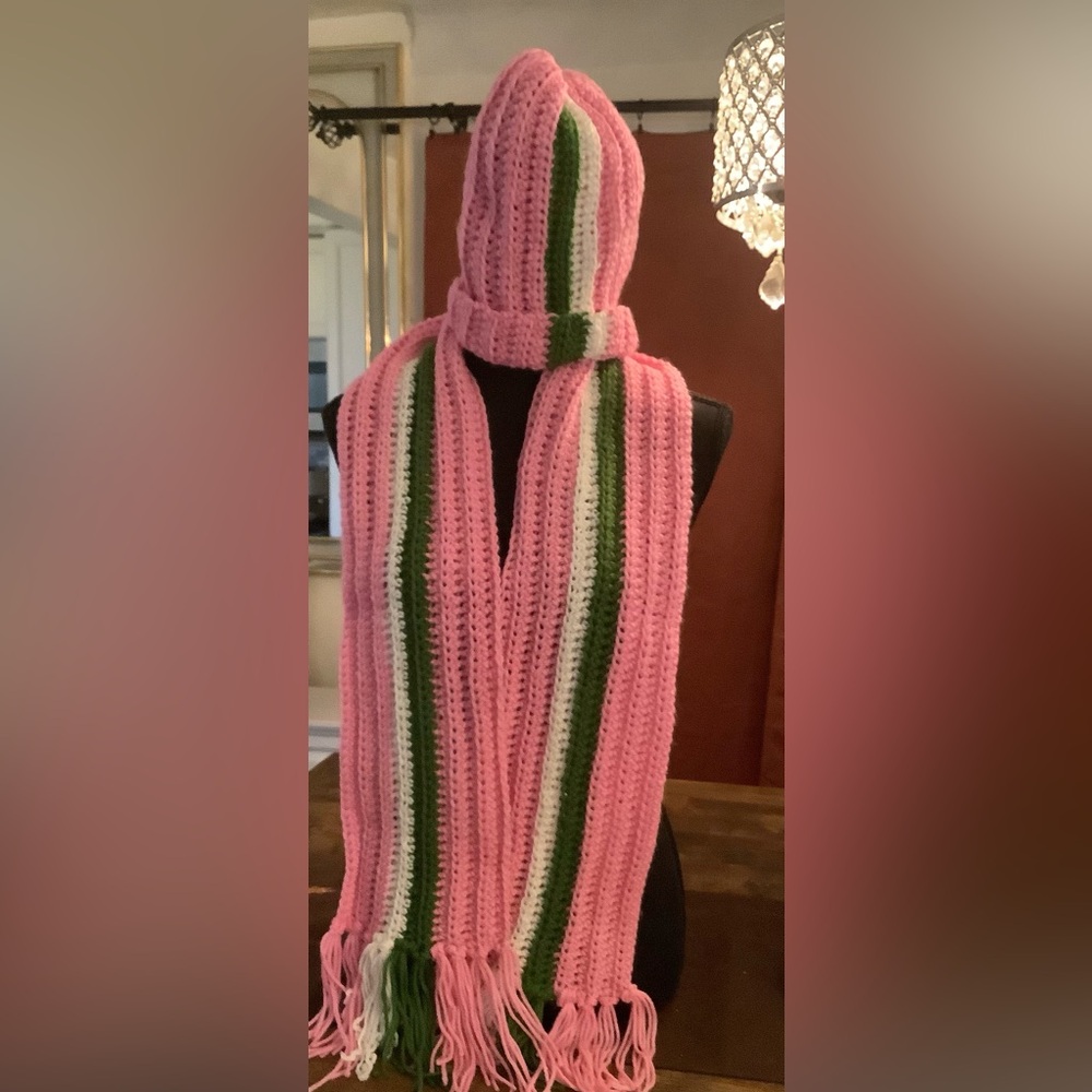 Hand crocheted hat and scarf set